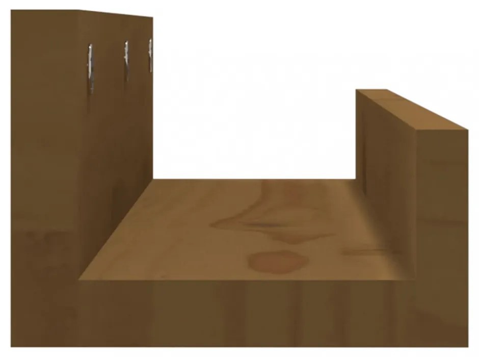 2 db mézbarna tömör fenyőfa fali polc 50 x 12 x 9 cm