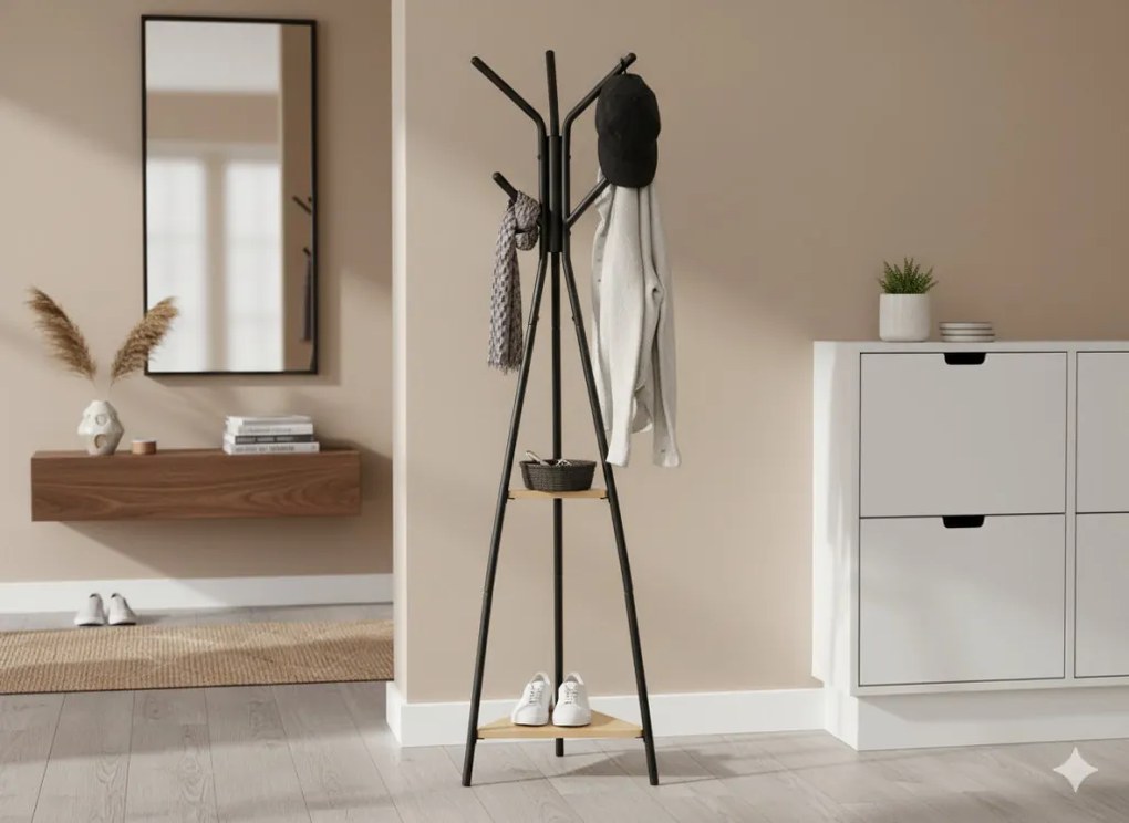 Tares álló fogas 180 cm polcokkal