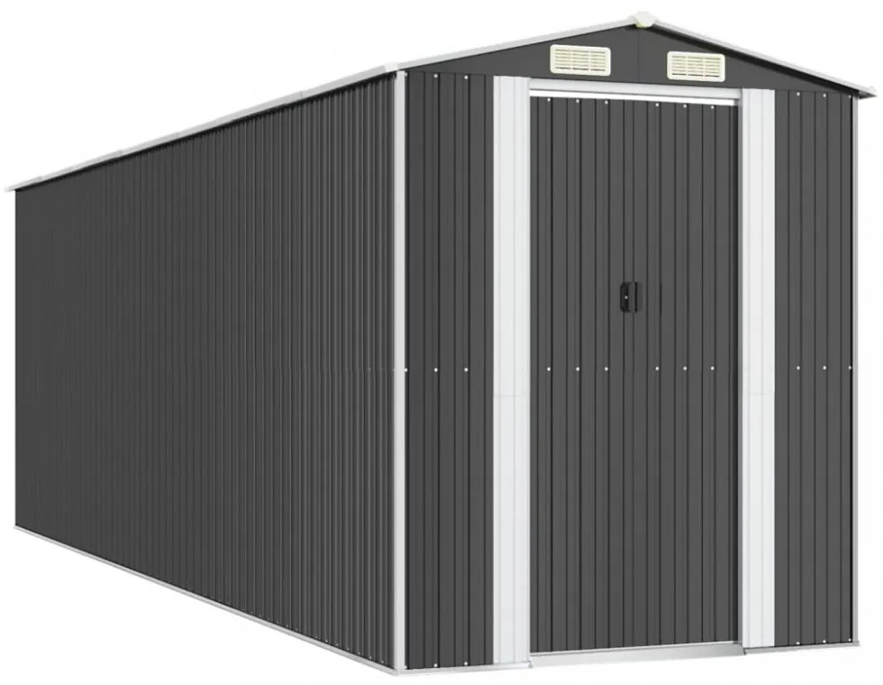 antracitszürke horganyzott acél kerti fészer 192 x 606 x 223 cm