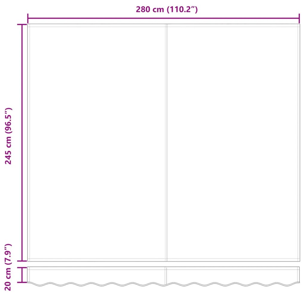 Behúzható napellenző Sokszínű 300 x 250 cm Szövet és Fém