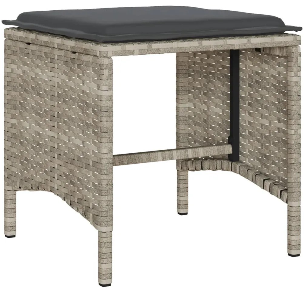 6 részes világosszürke polyrattan kerti ülőgarnitúra párnákkal