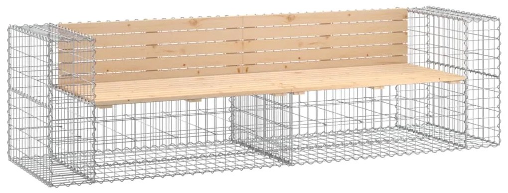 vidaXL tömör fenyőfa gabion kerti pad 244x71x65,5 cm