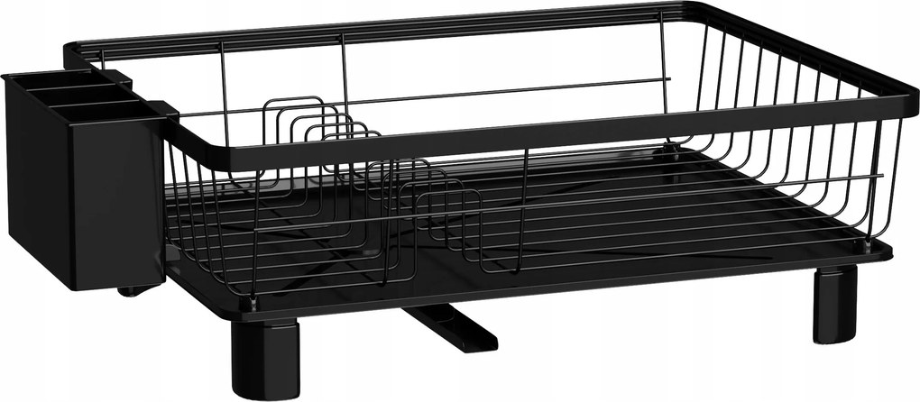 Konyhai Edényszárító Álló Csepegtető, Forgatható Lefolyóval, Fekete