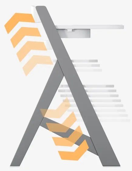 Etetőszék gyerekeknek 4 az 1-ben kivehető és mosható tálca, 3 pontos biztonsági öv, szürke