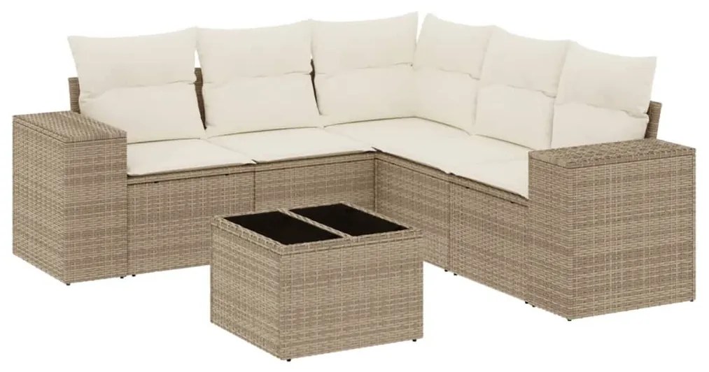 6 részes bézs polyrattan kerti ülőgarnitúra párnával
