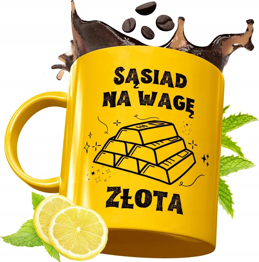 Prémium Arany Bögre Szomszédnak Ajándék Nyomtatott Fotóval