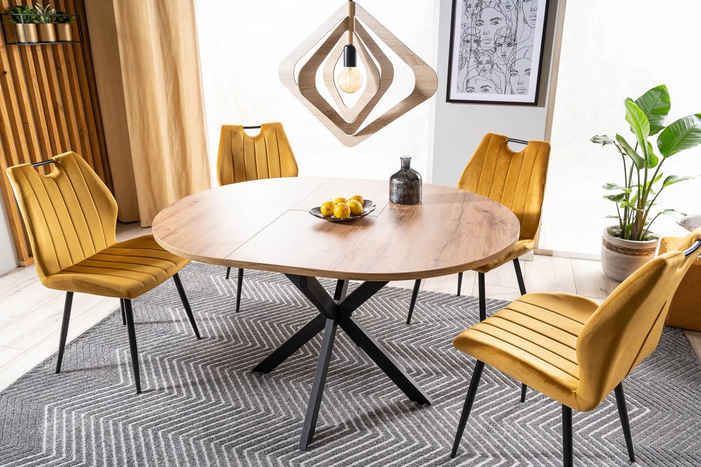 MAZZONI EXPORT ARNO Curry (Bluvel 68 szövet) - MODERN KÁRPITOZOTT ÉTKEZŐSZÉK NAPPALIBA/ÉTKEZŐBE VELVET FOGANTYÚVAL SÁRGA/MUSTÁRSÁRGA