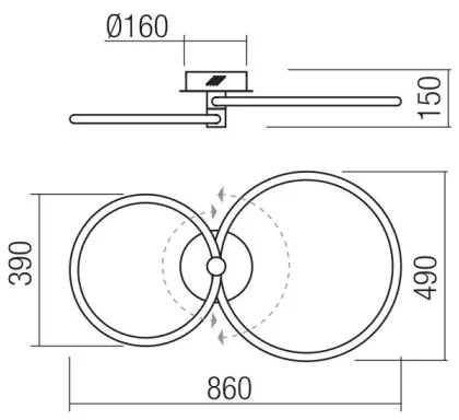 Redo 01-2223 - LED Dimmelhető felületre szerelhető csillár SPELL LED/43W/230V 3000K fehér