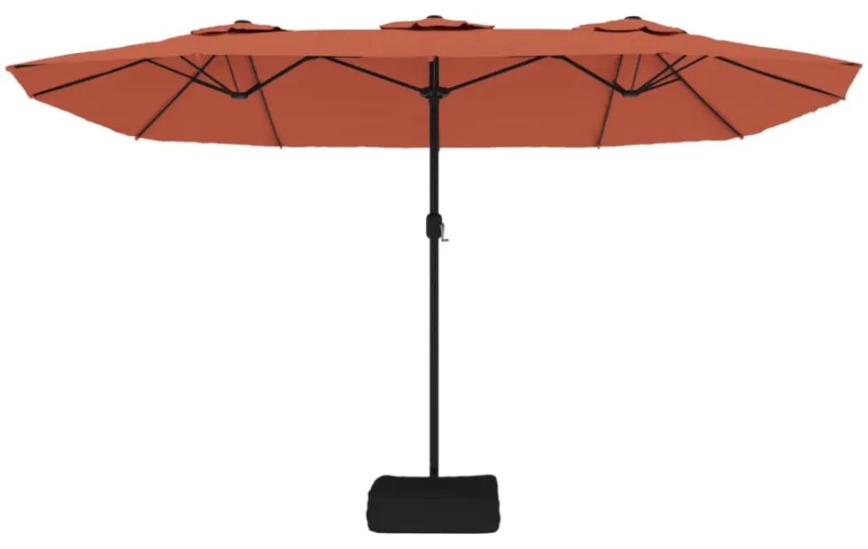 terrakotta dupla tetős LED-es napernyő 449x245 cm