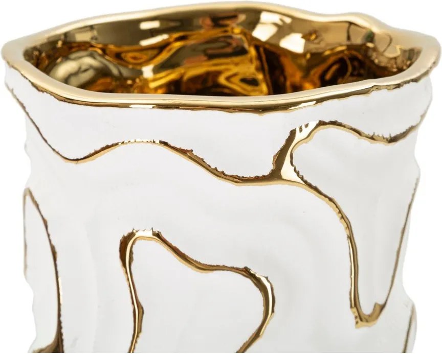 Fehér-aranyszínű kerámia váza (magasság 25 cm) Adore – Mauro Ferretti