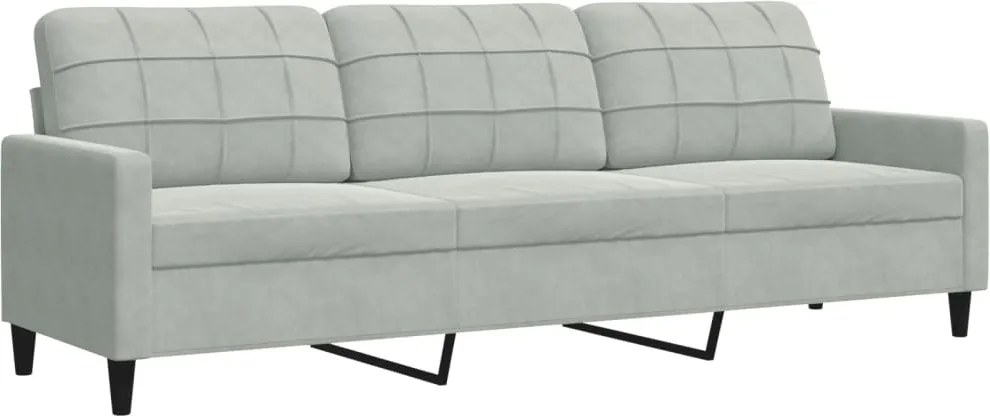vidaXL 3 személyes világosszürke bársony kanapé 210 cm
