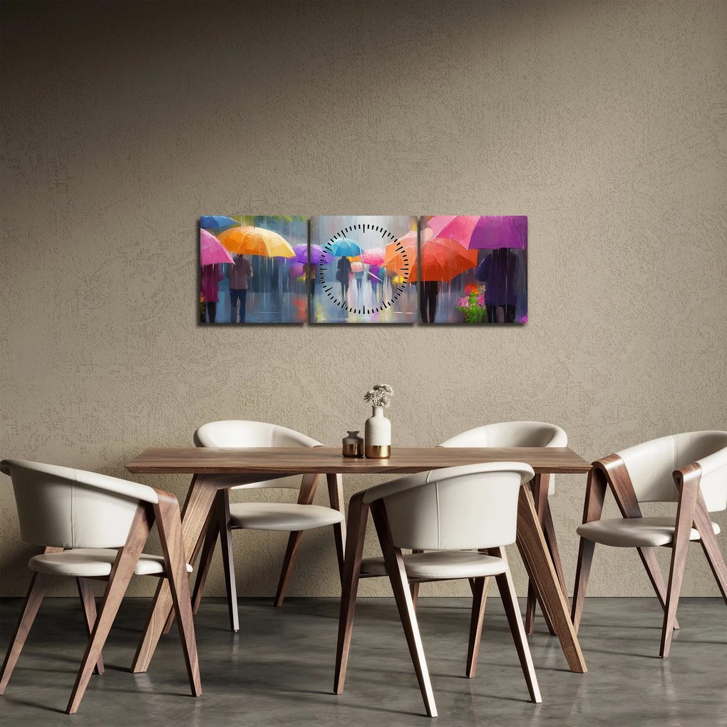 Kép - Esős nap (órával) (90x30 cm)