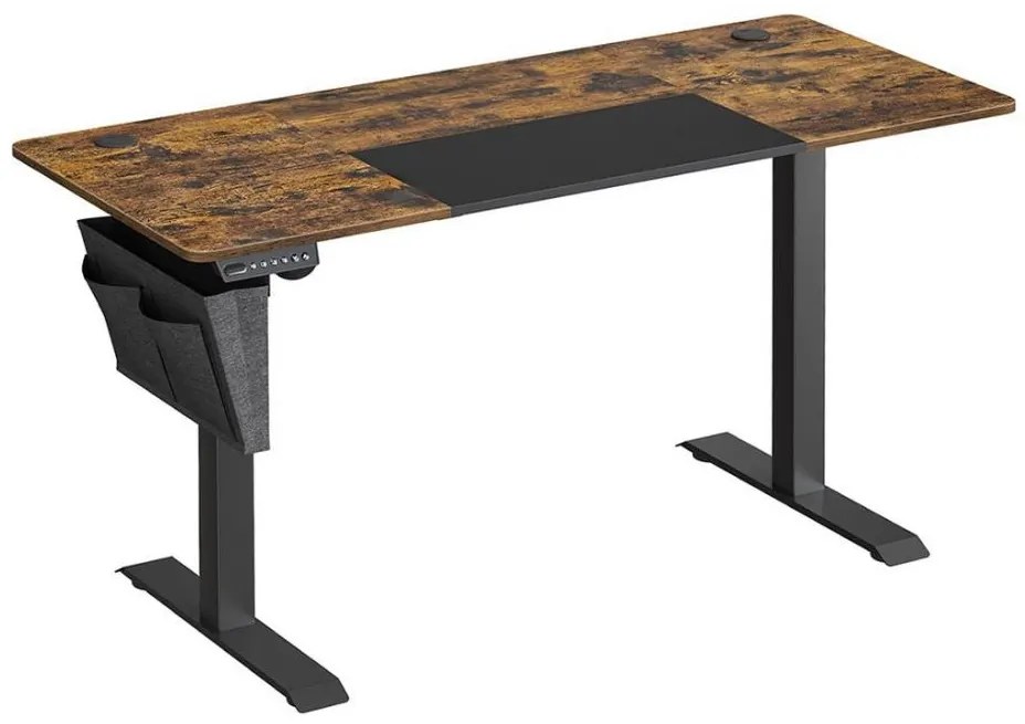 Állítható magasságú SOLEA-X íróasztal barna/fekete