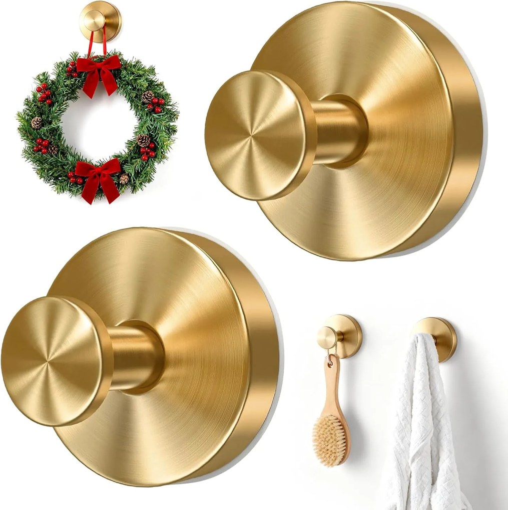 Tapadókorongos akasztók 2db Arany – Erős akasztók fúrás nélkül