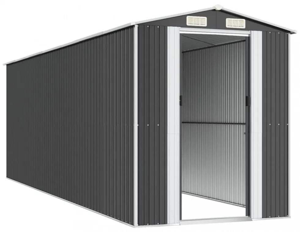 antracitszürke horganyzott acél kerti fészer 192 x 606 x 223 cm