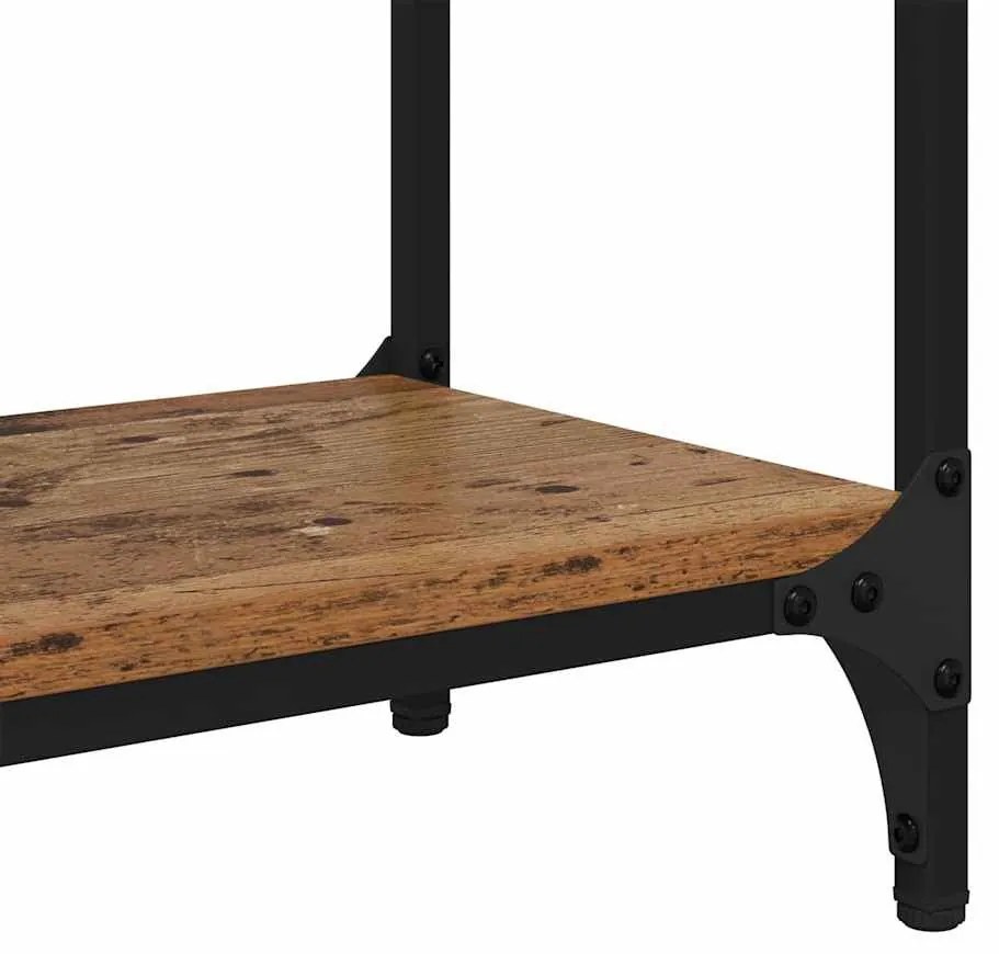 vidaXL Konzolasztal polcokkal Öreg fa 100 x 29 x 75 cm Faanyag