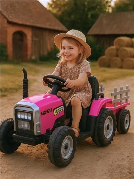 Baby Mix Erick elektromos traktor rózsaszín távirányítóval