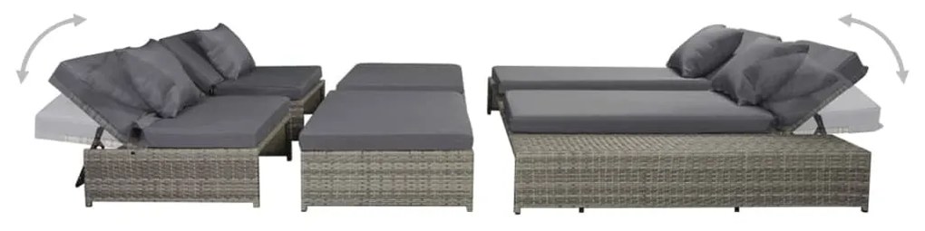 15 részes szürke kültéri polyrattan pihenőszett