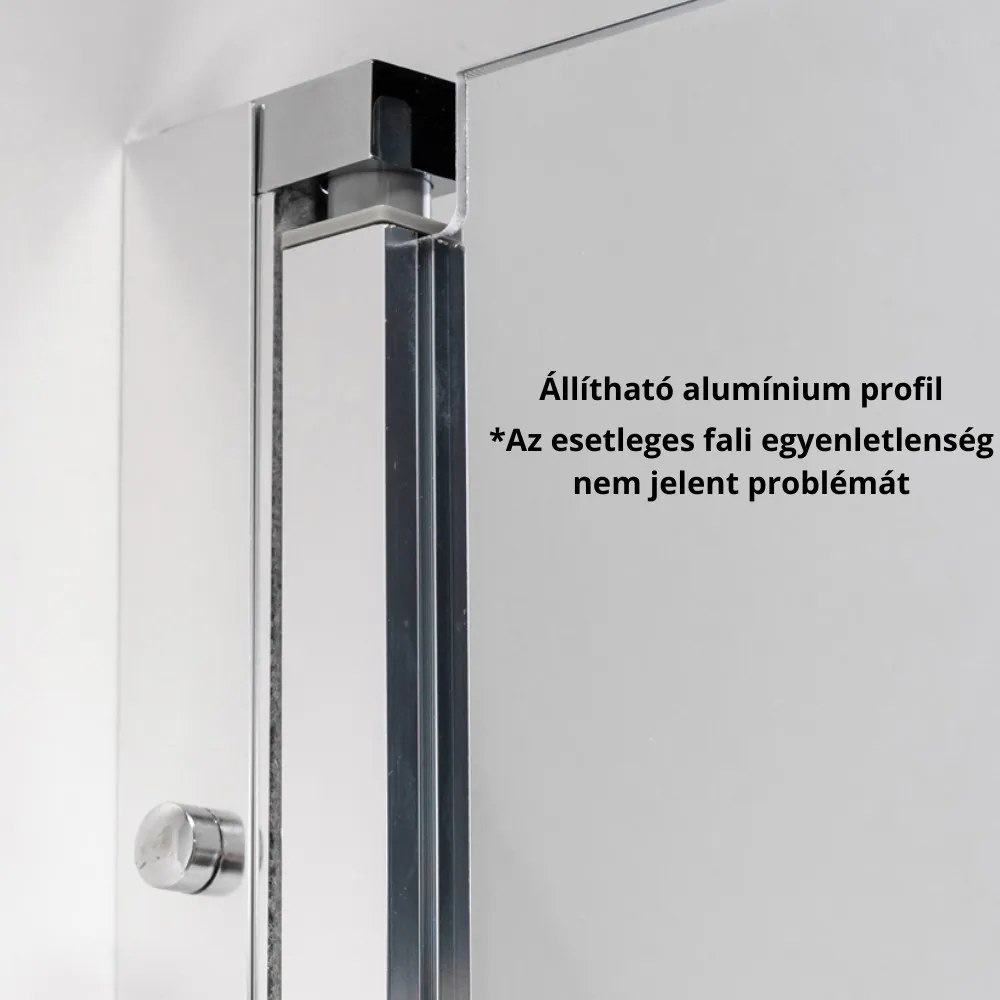 Stuxi Verona Duo 90x80 aszimmetrikus két csuklóajtós zuhanykabin 6 mm vízlepergető üveggel, króm