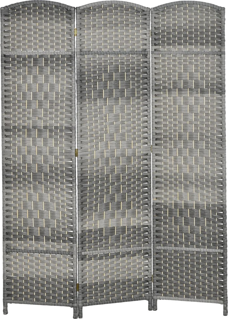 HOMCOM 3-panelos Összecsukható Paraván 135x180 cm Szobai Elválasztó, Magánéletet Védő Paraván Polipropilén Iroda és Hálószoba Szürke Mix | Aosom