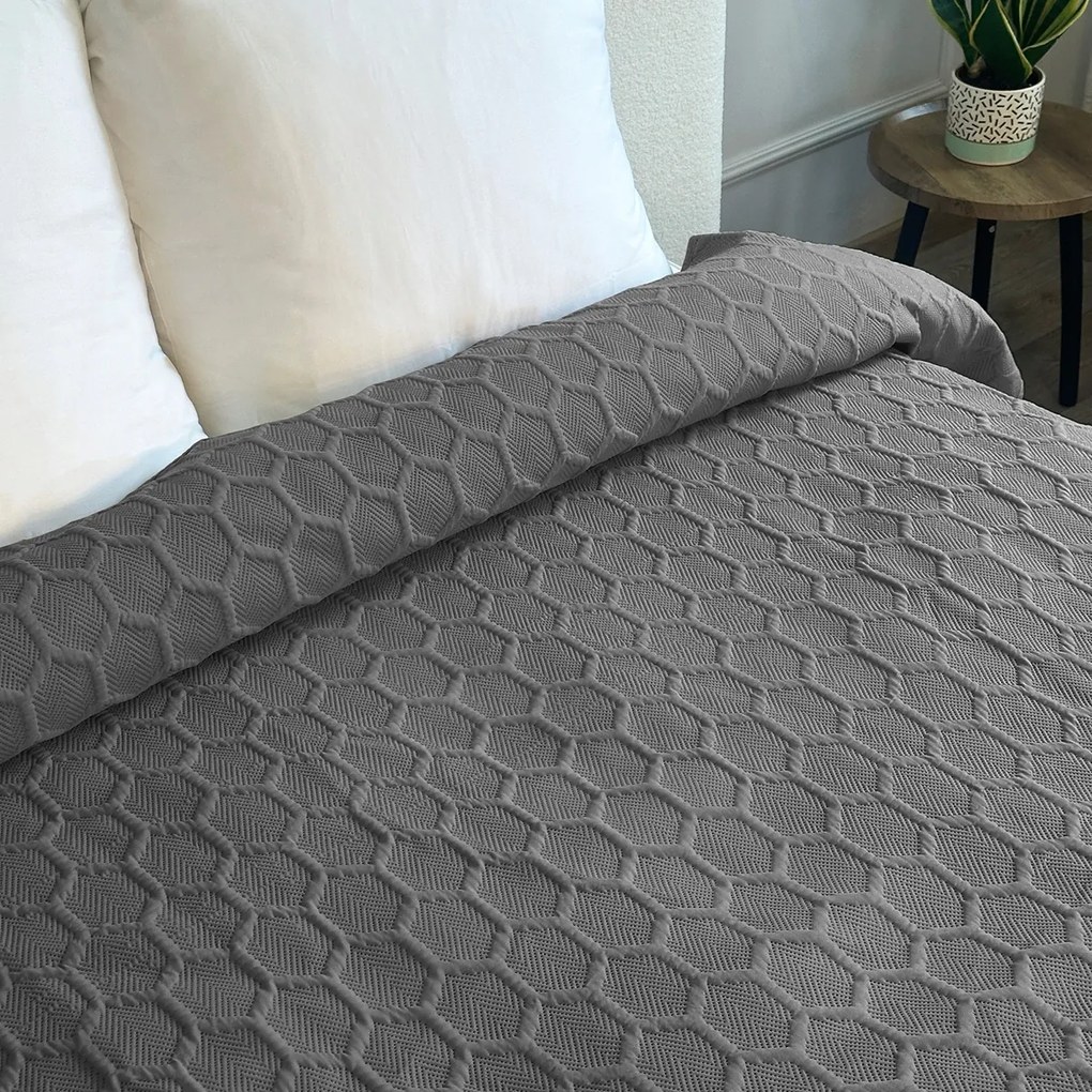 Ágytakaró Parla 3D Kapa Sötétszürke Grafit 220x240 cm