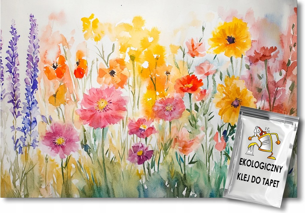 Fotótapéta Flizelina Kert Rét Virágágyás Színes Virágok Nyár 350x250 ragasztó