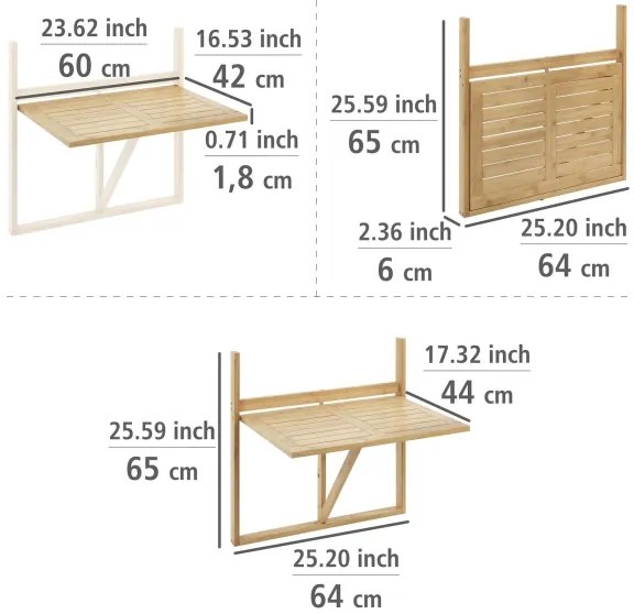 WENKO 69806800 - WAIKIKI asztal 64x65 cm fehér/barna