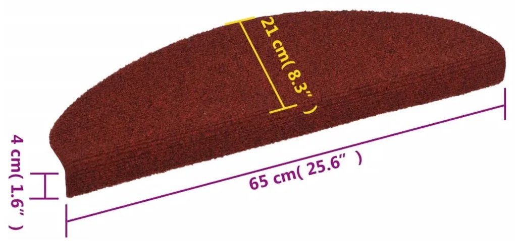 15 db piros öntapadós lépcsőszőnyeg 65x21x4 cm