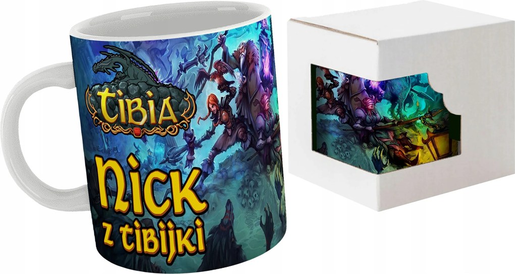 Tibia bögre a nickeddel Személyre szabott játékos bögre Tibi