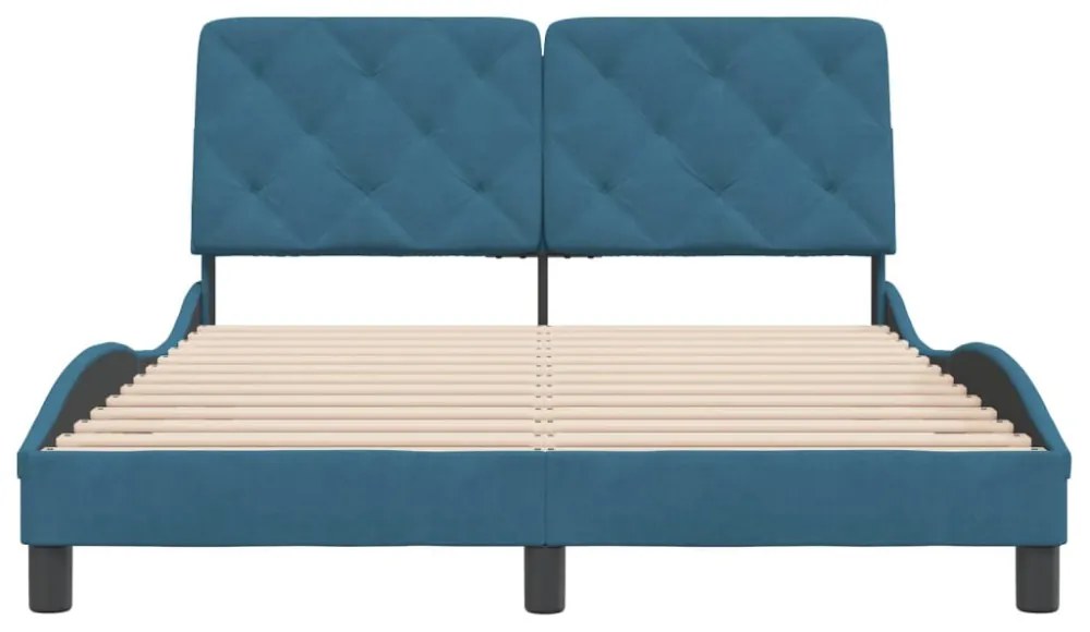 kék bársony ágykeret matrac nélkül 140 x 190 cm
