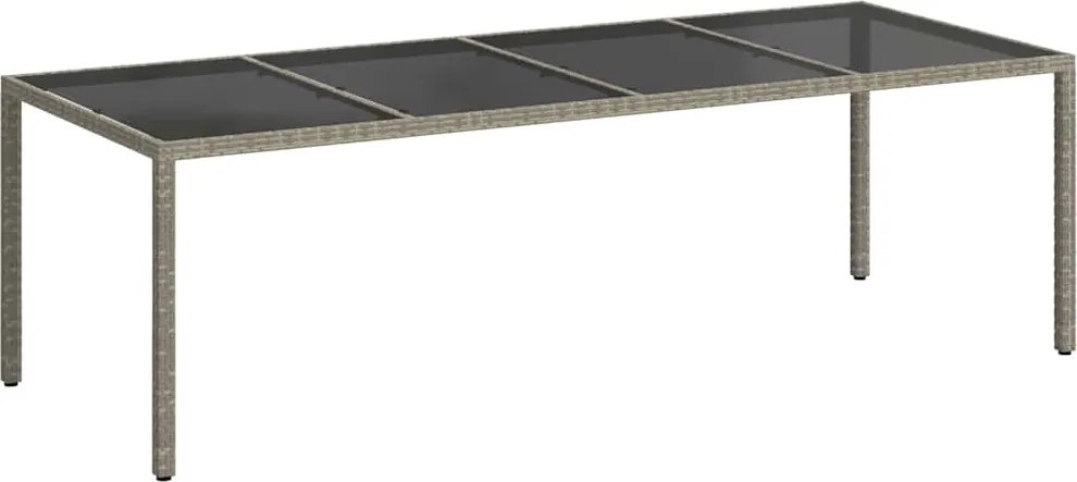 vidaXL szürke edzett üveg és polyrattan kerti asztal 250 x 100 x 75 cm