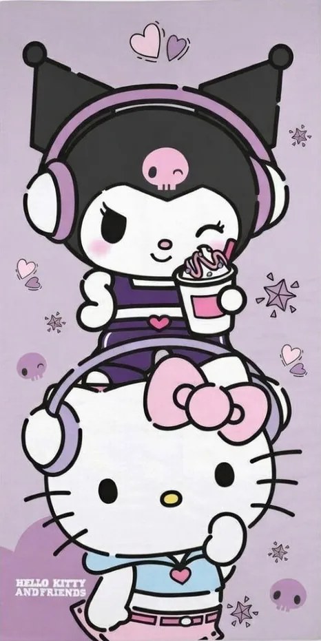 Hello Kitty Best Friend fürdőlepedő, strand törölköző 70x140cm (Fast Dry)