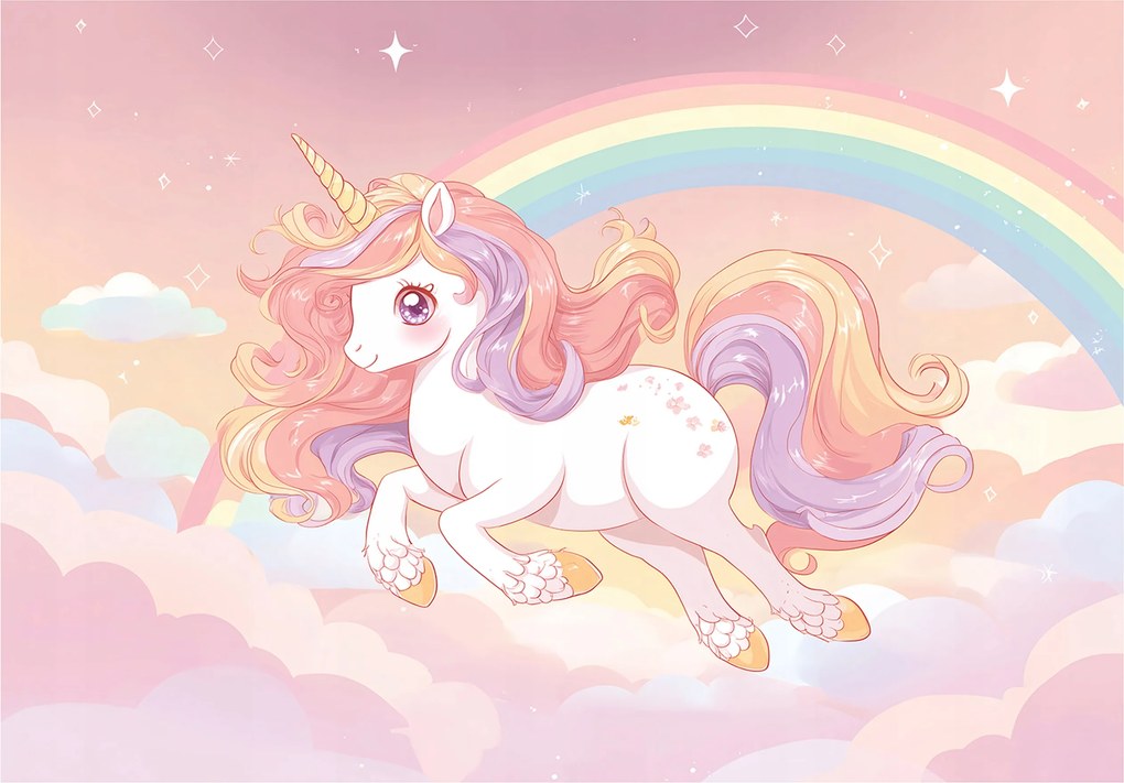 Fotótapéta Gyerekeknek Lányok Unikornis Szivárvány Gyerek Tapéta 150x105