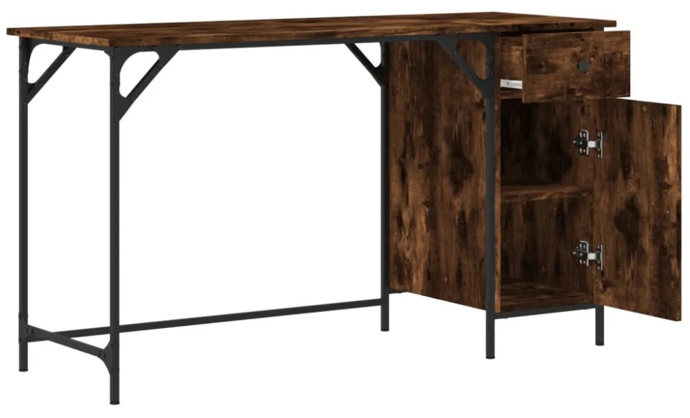 füstös tölgy színű szerelt fa számítógépasztal 131 x 48 x 75 cm
