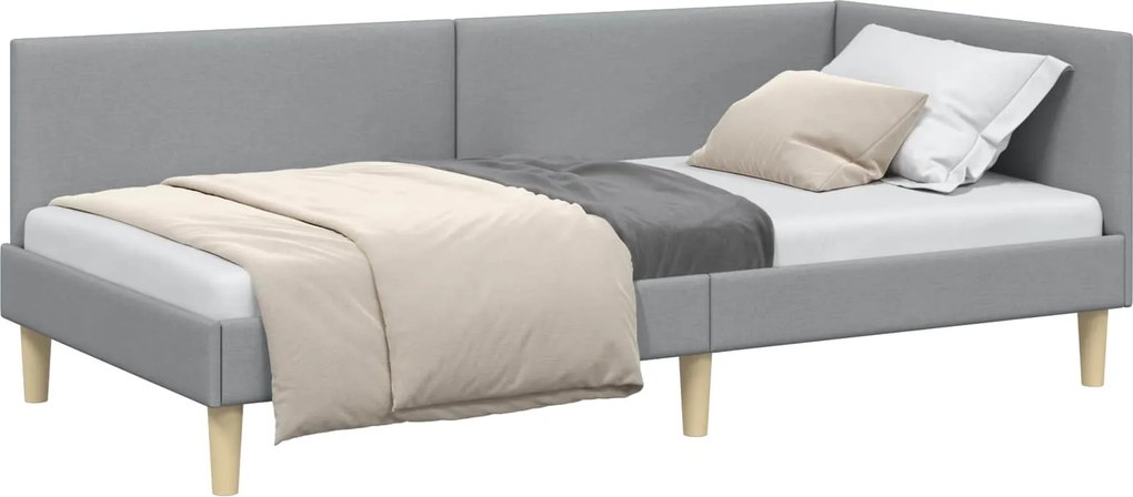 vidaXL Sarokágy keret Világosszürke 80 cm x 200 cm Szövet és Plywood