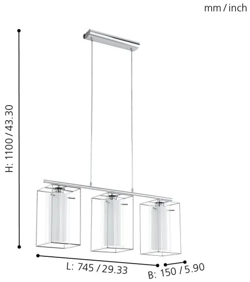 Eglo 94378 - Csillár LONCINO 1 3xE27/60W/230V