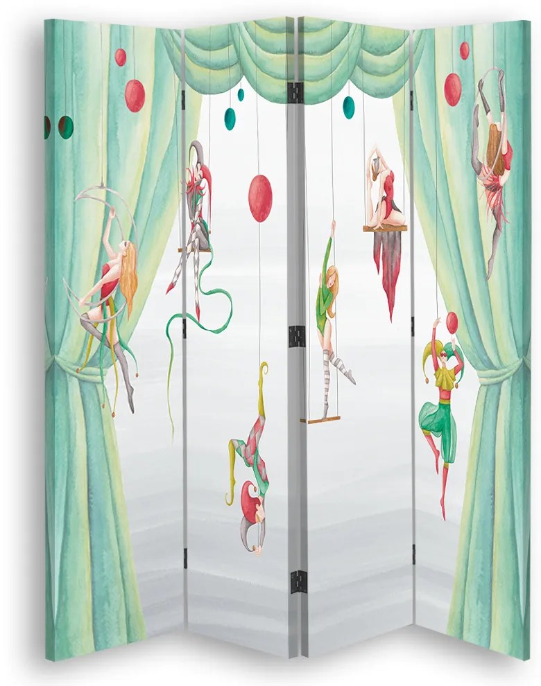 Gario Paraván Cirkuszi akrobaták és egy zöld függöny Méret: 145 x 170 cm, Kivitelezés: Klasszikus paraván