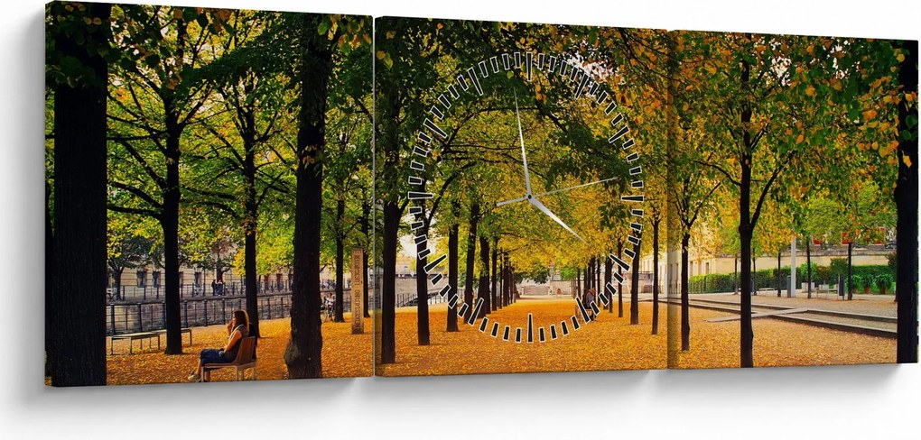 Egy kép az őszi fák sikátorából (órával) (90x30 cm)