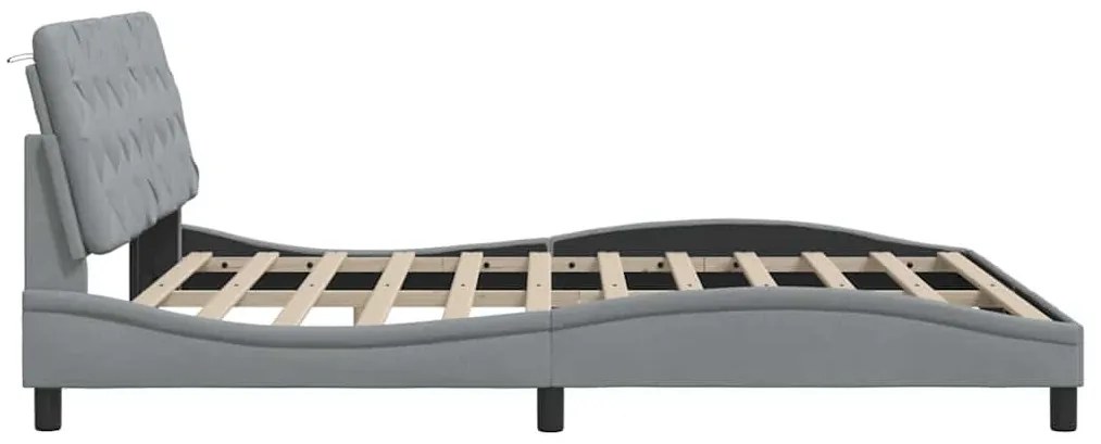 világosszürke szövet ágykeret LED-es matrac nélkül 180 x 200 cm