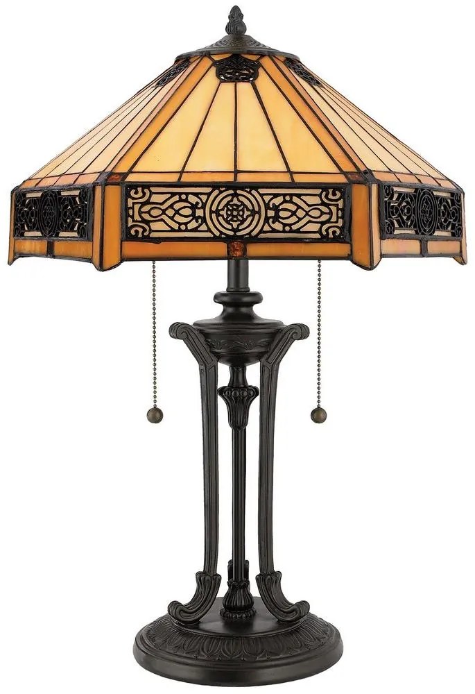 Elstead QZ-INDUS-TL - Asztali lámpa INDUS 2xE27/60W/230V borostyán üveg