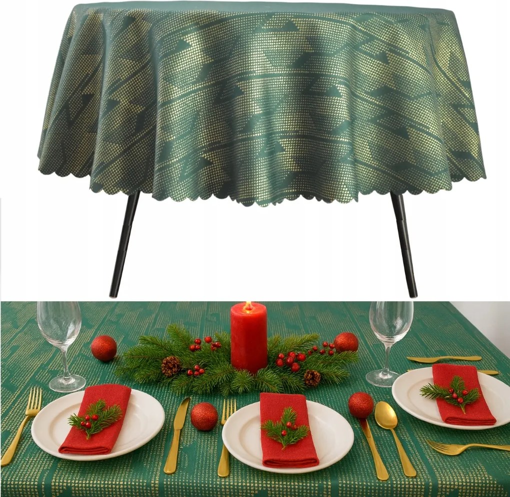 Abrosz Foltálló Kerek 150 CM Zöld Arany Karácsonyi Kör