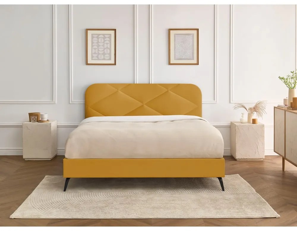 Kárpitozott franciaágy ágyráccsal 160x200 cm Prune – Bobochic Paris