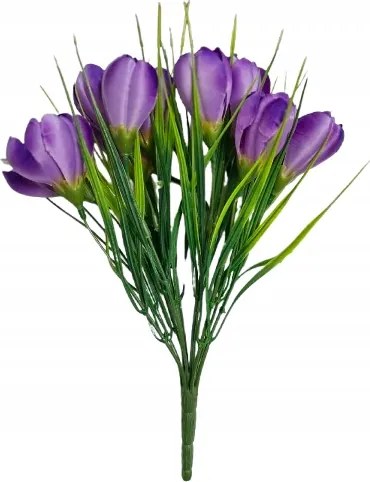 Krokus műcsokor 30cm 12 virág fű krokodil tavasz húsvét