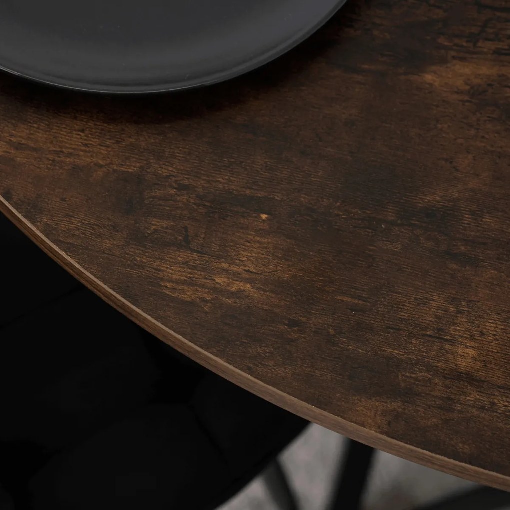 Étkezőasztal 80 cm méretben, rusztikus tölgy/fekete színben LAUREN