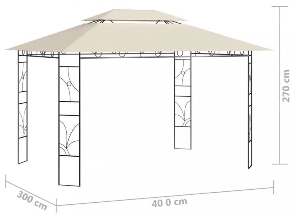 krémszínű pavilon 4 x 3 x 2,7 m 160 g/m²