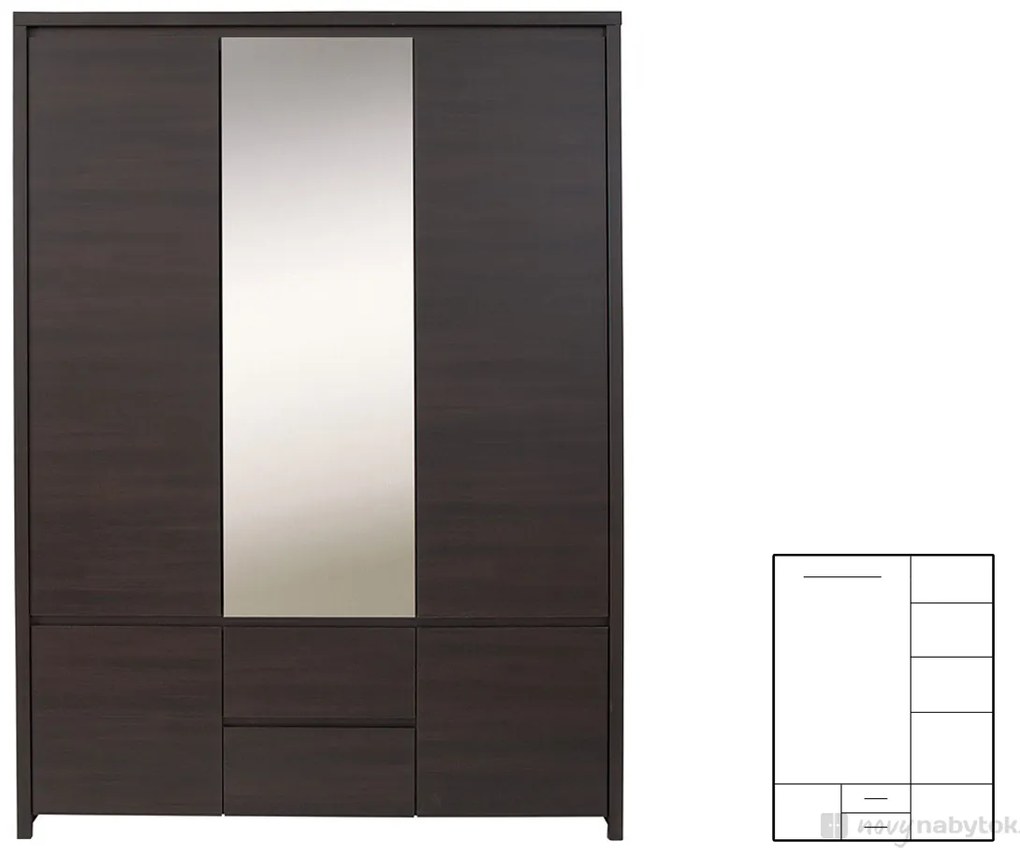 Ruhásszekrény Kasey SZF5D2S (Wenge). 735091