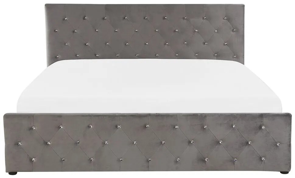 Franciaágy 160 cm AMESIA (szürke) (ágyráccsal és tárolóhellyel). 1023467