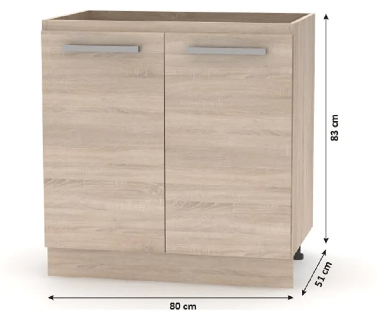 Konyhabútor 2,4 m, tölgy sonoma/fehér, NOVA PLUS