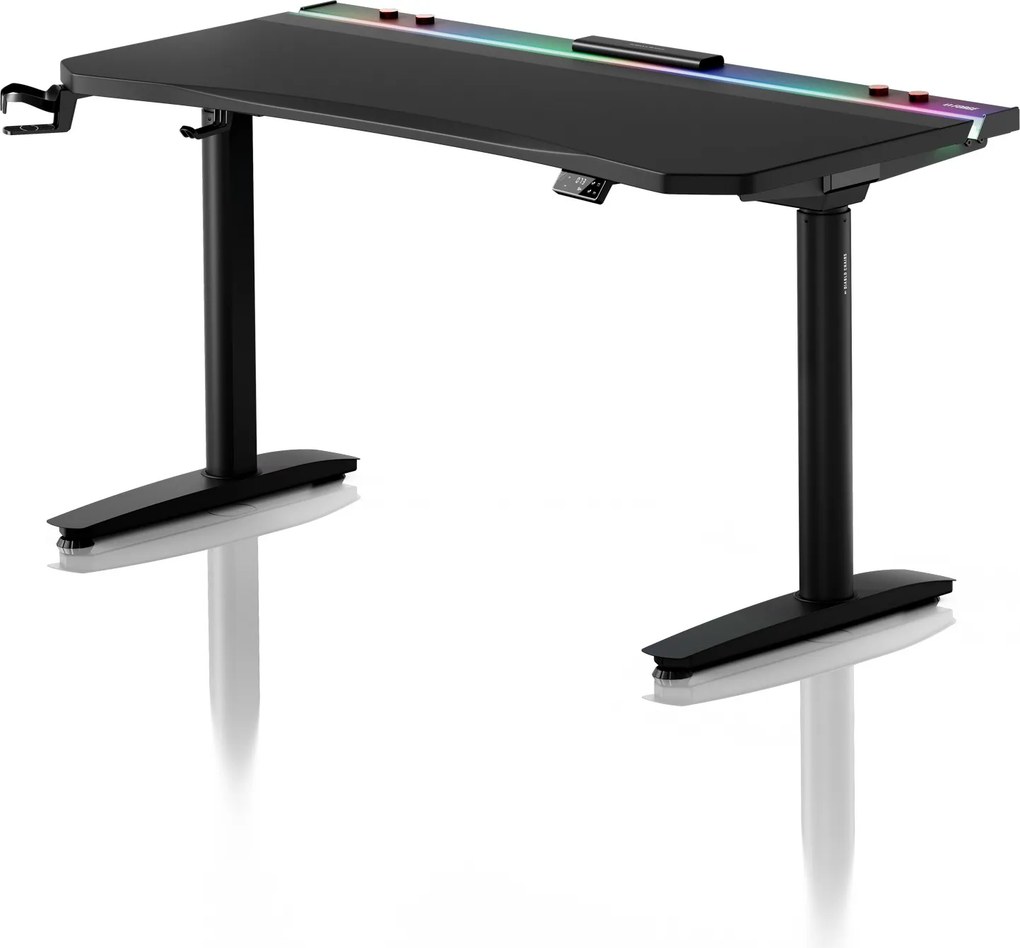 Elektromos RGB gamingasztal tartókkal, fekete, 140 cm: Diablo X-Forge 1400