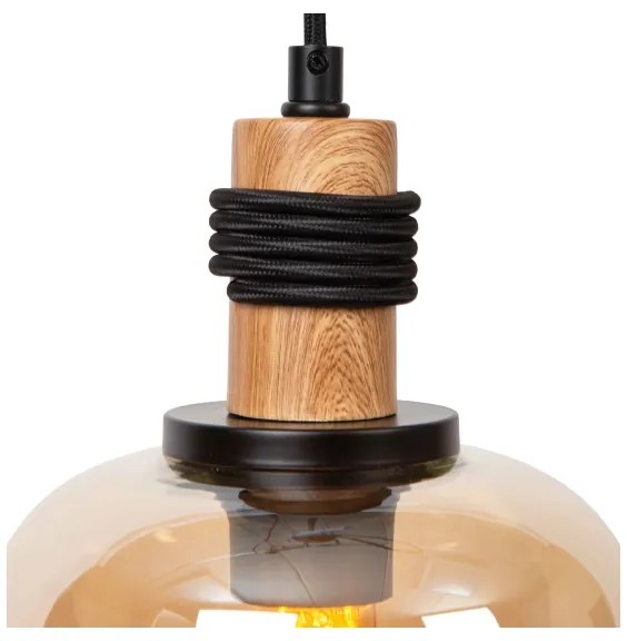 Lucide 45408/18/62 - Csillár zsinóron ILONA 1xE27/40W/230V átm. 18 cm fekete/bézs